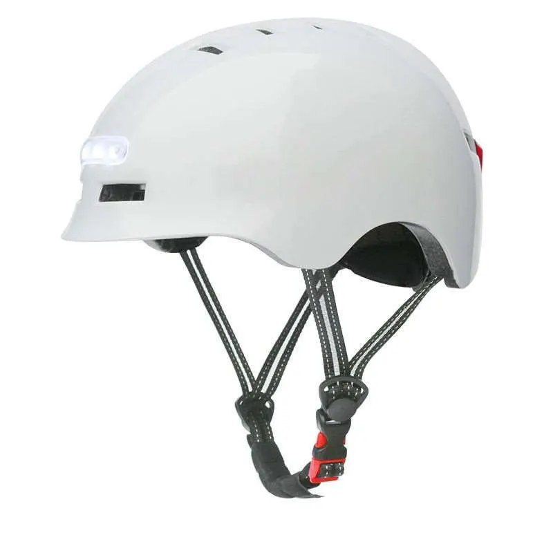 Glänzend weißer Helm Größe L mit Licht (KY-Z002)
